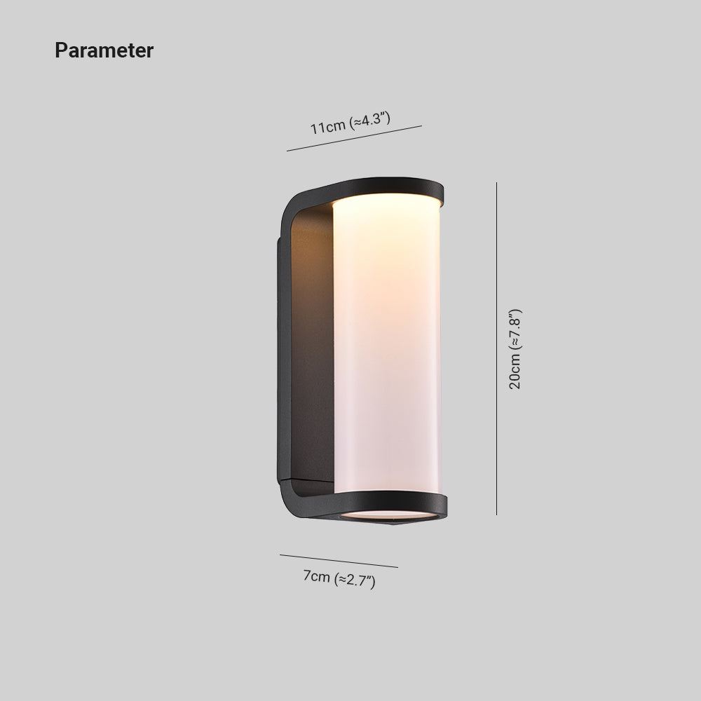 Ray Mondern Cylindrical Metal Outdoor Wall Lamp, Black