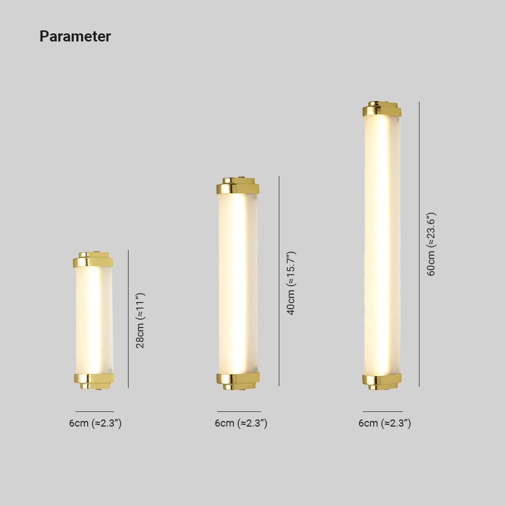 Ray Minimalist Cylindrical Metal Outdoor Wall Lamp, Black/Gold/Silver