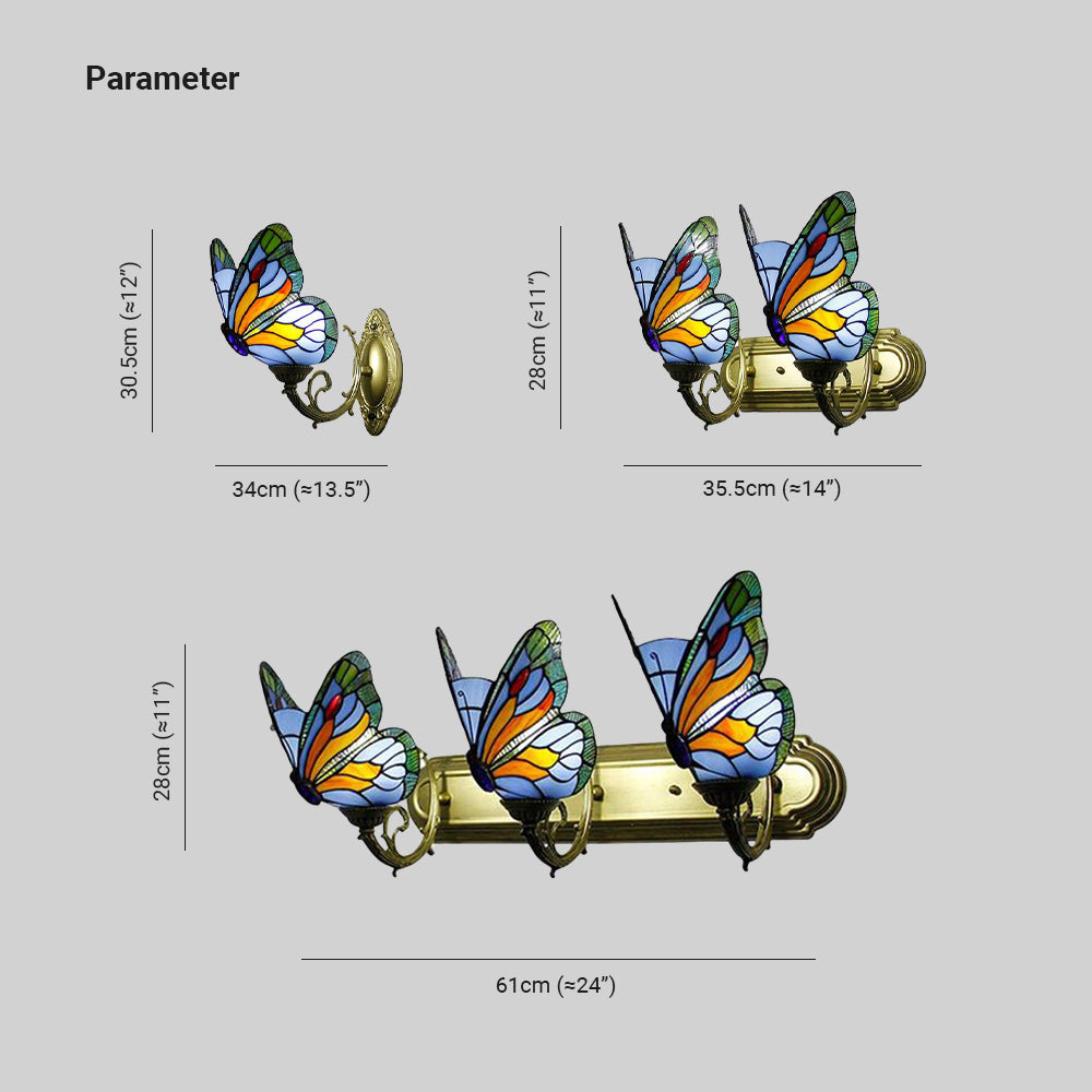 Arisha Artistic Butterfly Metal/Glass Lamps Wall, Red/Blue/Multi-Color/Light Blue