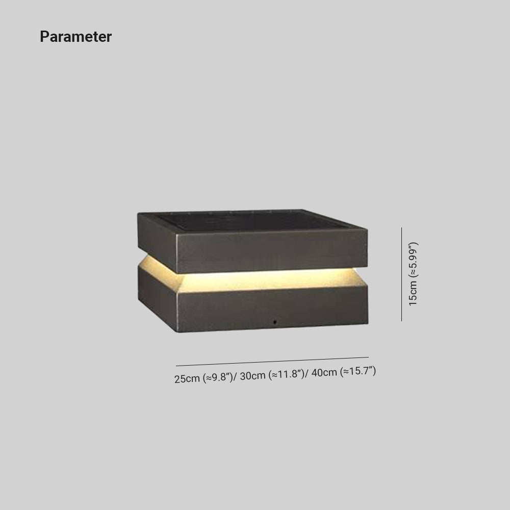 Ray Modern Concave Metal Black Outdoor Lamps, Solar