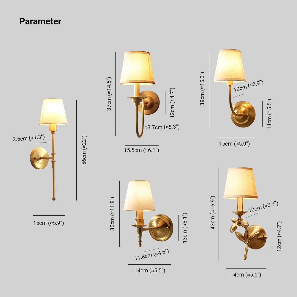 Tiffany Vintage Rustic Lantern Fabric LED Wall Lamp, Gold