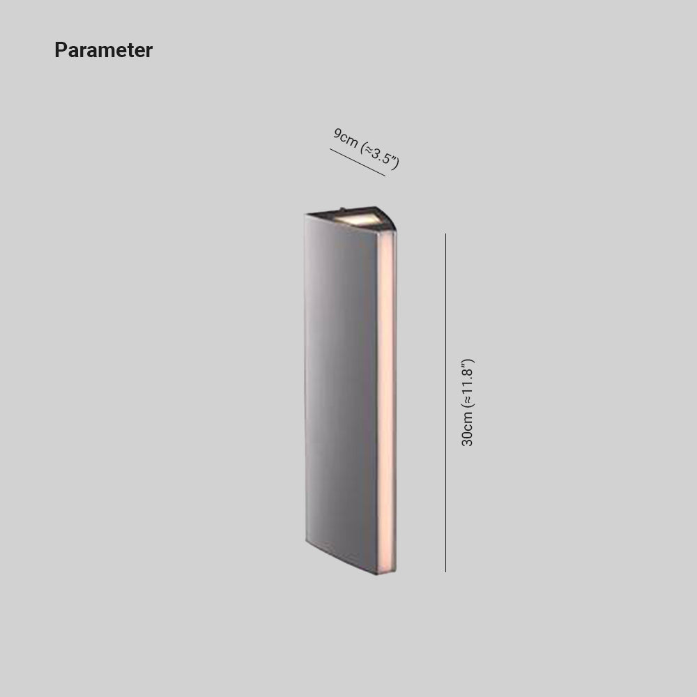 Ray Modern Triangular Prism Metal Outdoor Wall Lamp, Black/Silver
