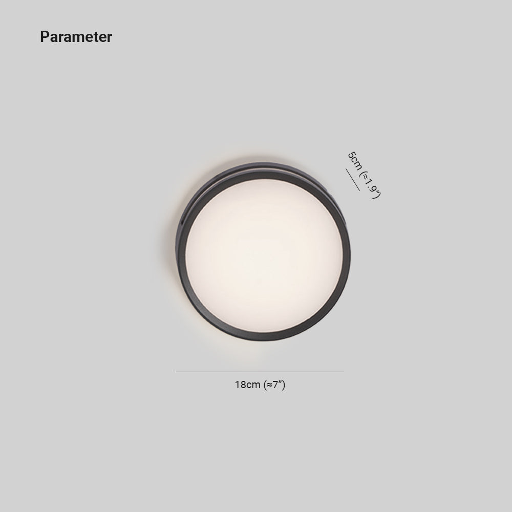 Ray Modern Round Metal/Acrylic Outdoor Waterproof Wall Lamp, Black