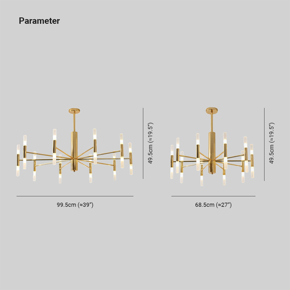Kristy Modern Cylindrical Metal Chandelier, Gold