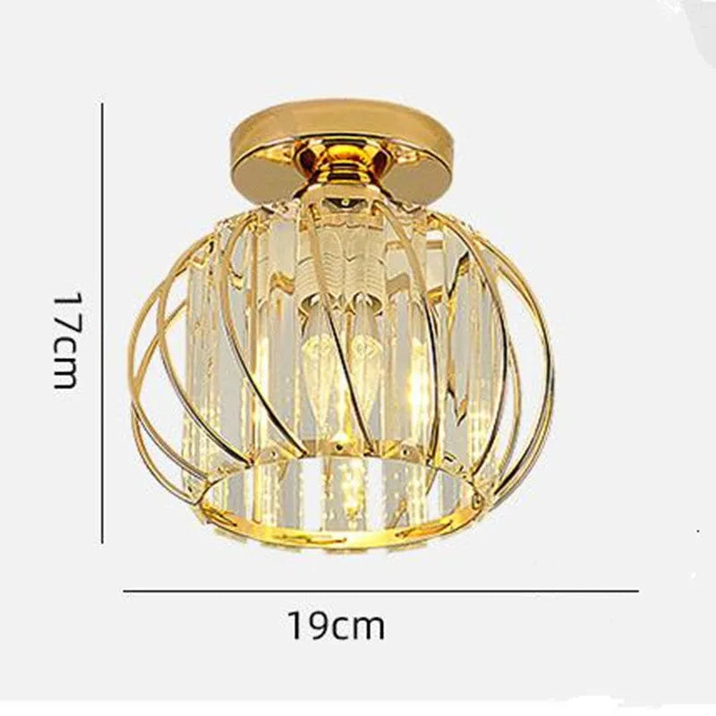 Arisha Modern Globe Crystal Cage Ceiling Light, Black/Gold