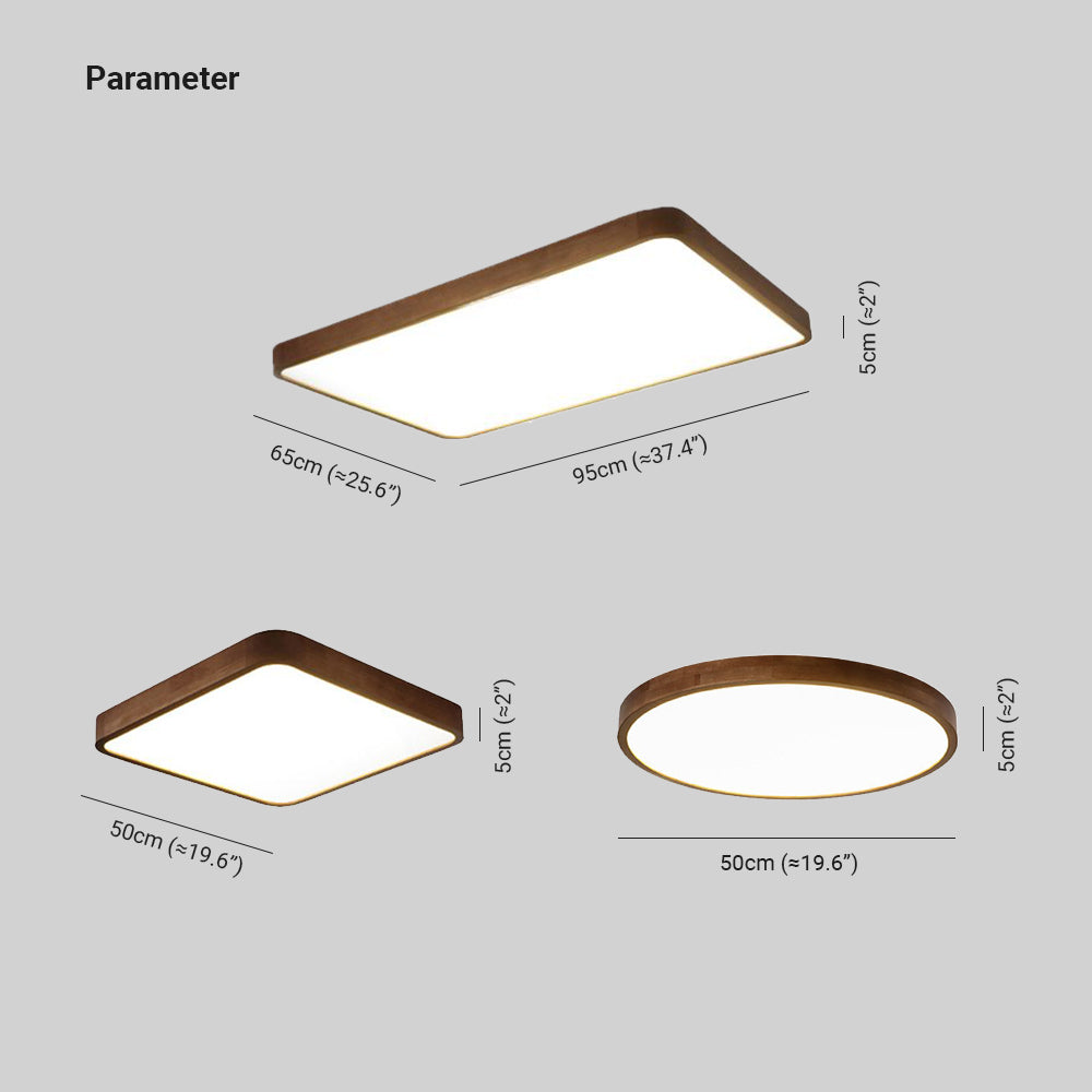 Muto Modern Geometric Walnut LED Flush Mount Ceiling Light