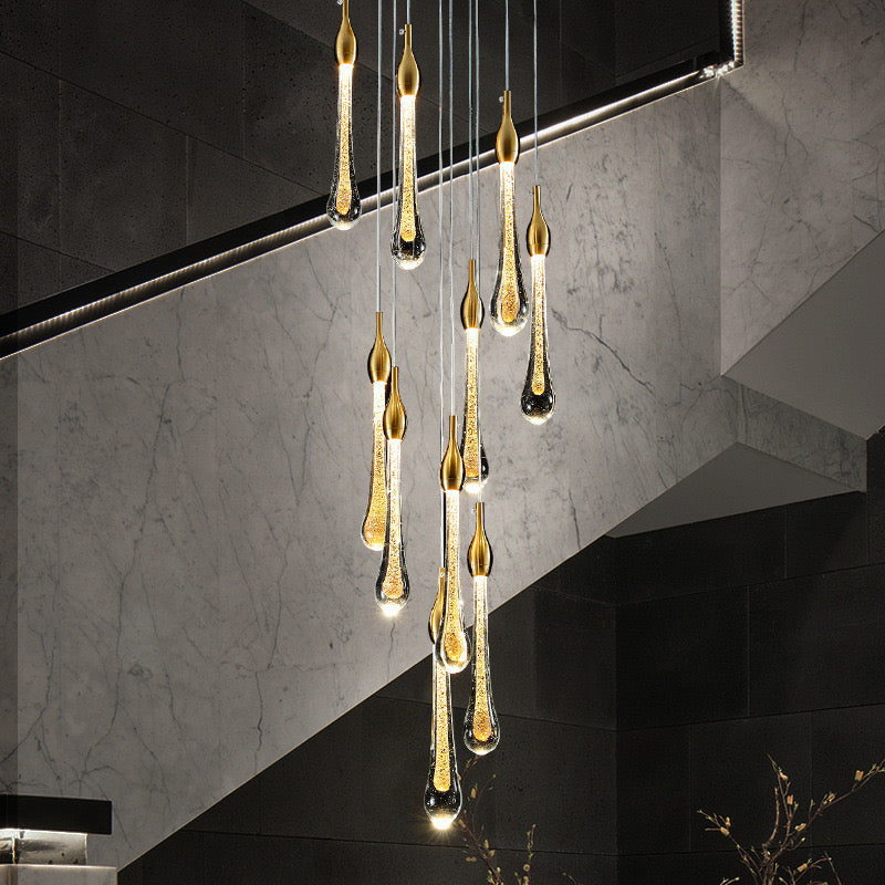 Valentina Modern Teardrop Crystal Chandelier, Gold