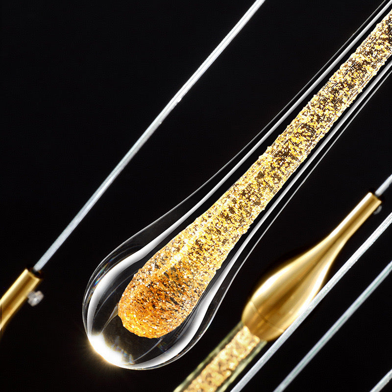 Valentina Modern Teardrop Crystal Chandelier, Gold