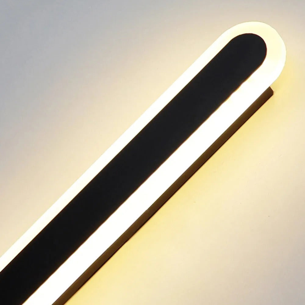 Ray Minimalist Metal Linear Oval Outdoor Wall Lamp