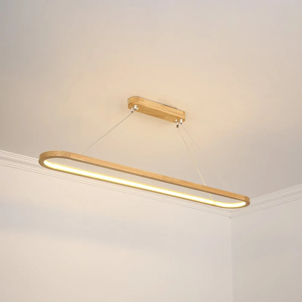 Muto Contemporary Oval Wooden Pendant Light