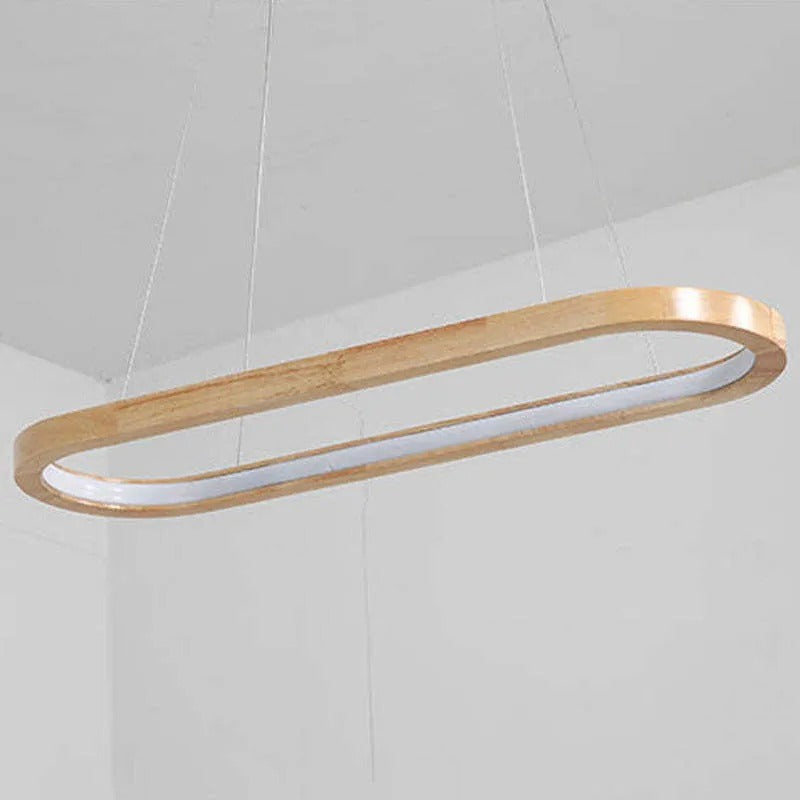 Muto Contemporary Oval Wooden Pendant Light