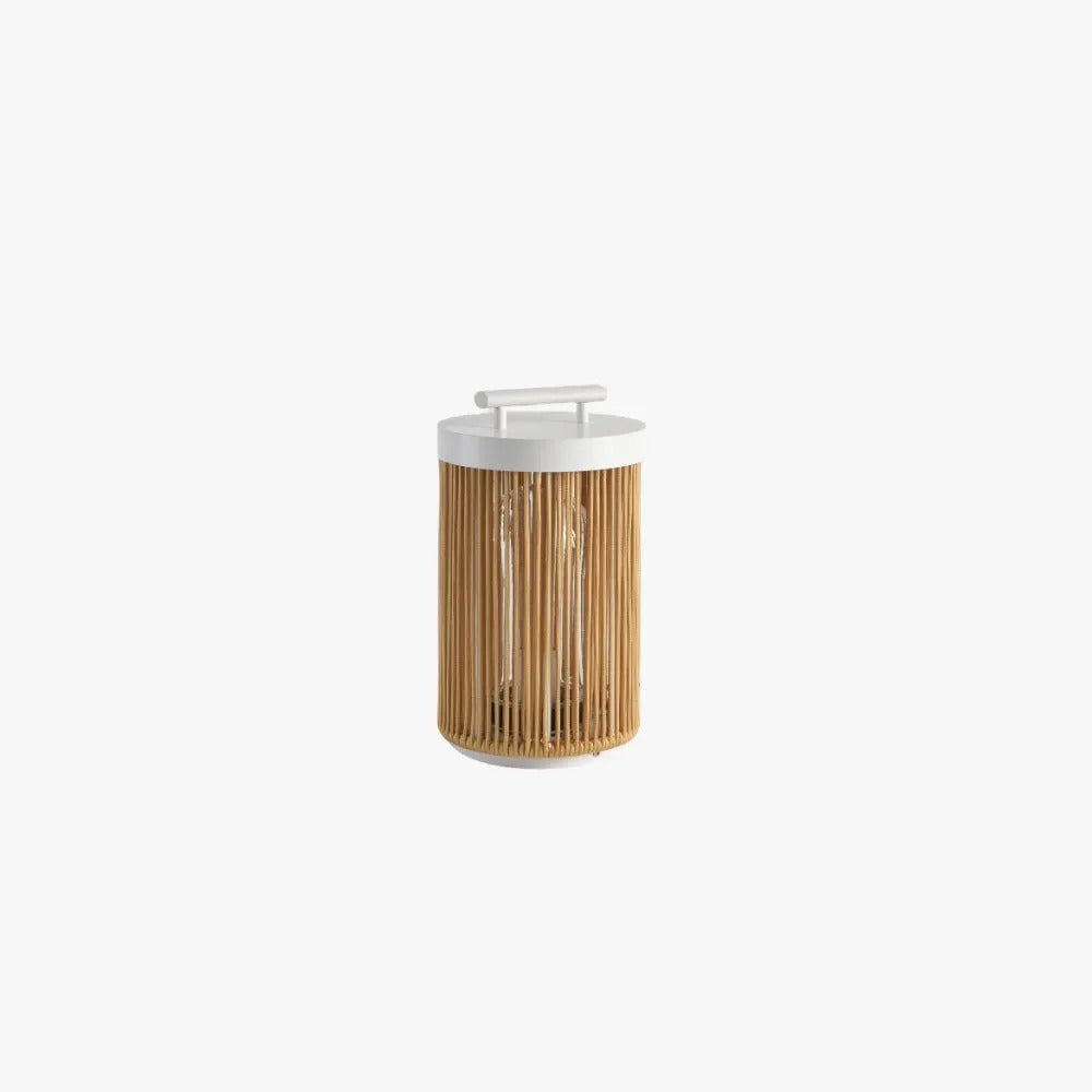 Ray Retro Metal/Rattan Floor Lamp, Hardwired/Solar/LED, Outdoor