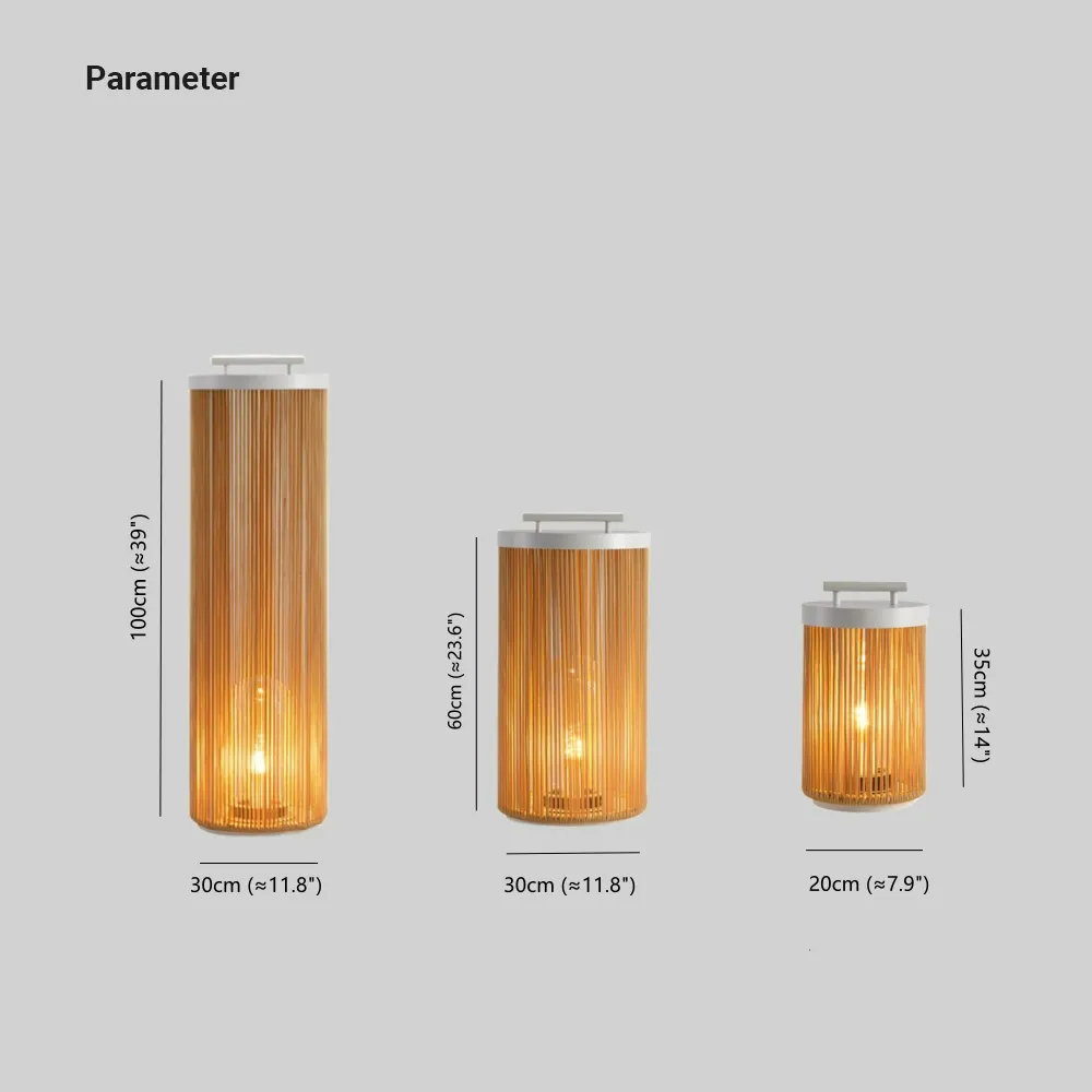 Ray Retro Metal/Rattan Floor Lamp, Hardwired/Solar/LED, Outdoor