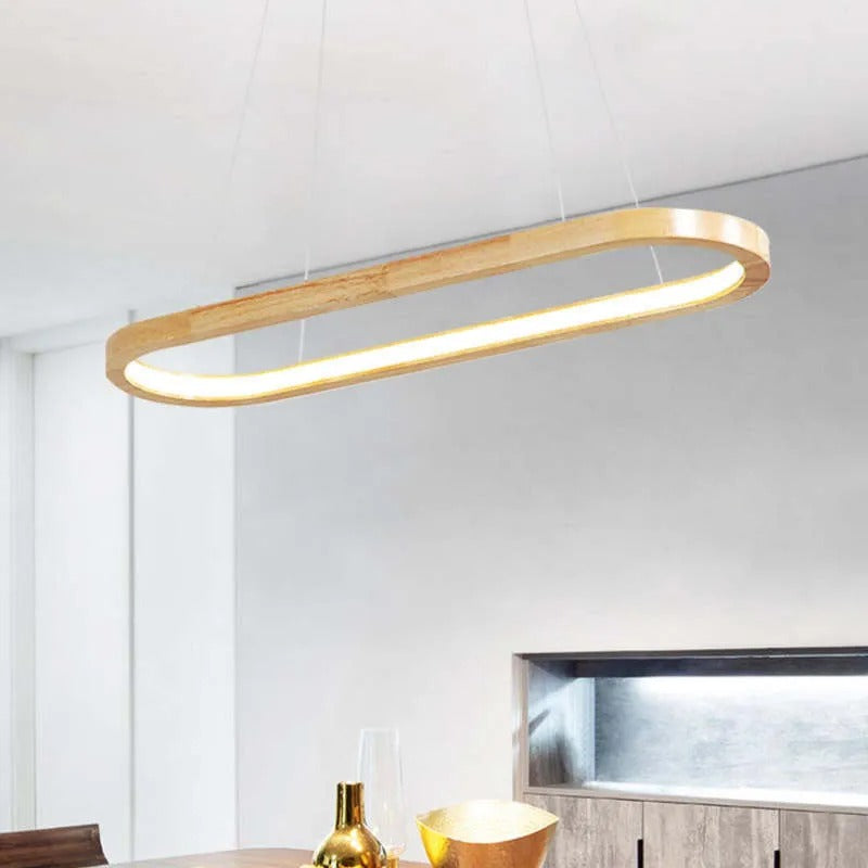 Muto Contemporary Oval Wooden Pendant Light