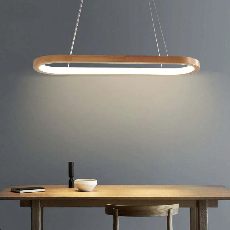 Muto Contemporary Oval Wooden Pendant Light