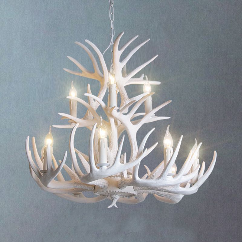 Silva Rustic Antler Metal/Resin Chandelier White Dining Room