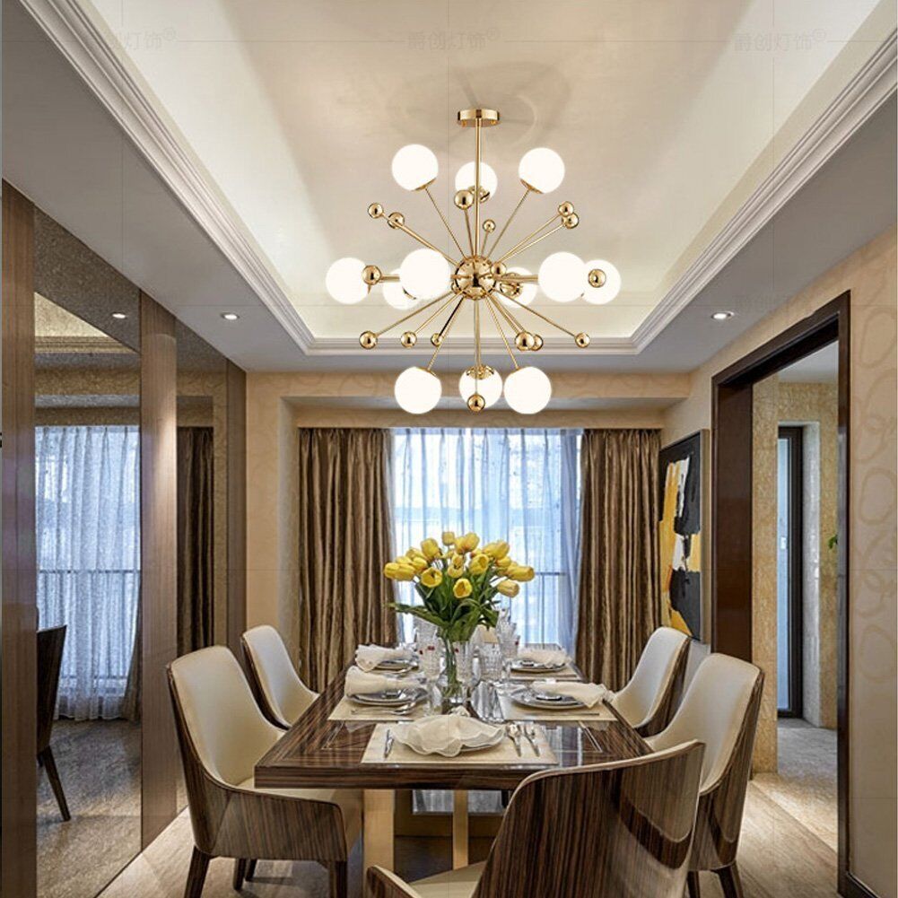 Valentina Nordic Firework LED Chandelier Golden Metal Living Room