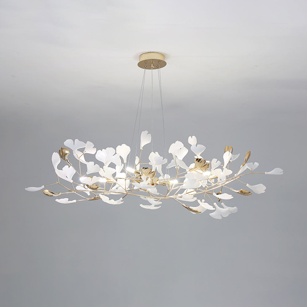 Olivia Ginkgo Leaf Modern Petal Shaped Metal Chandelier, Gold