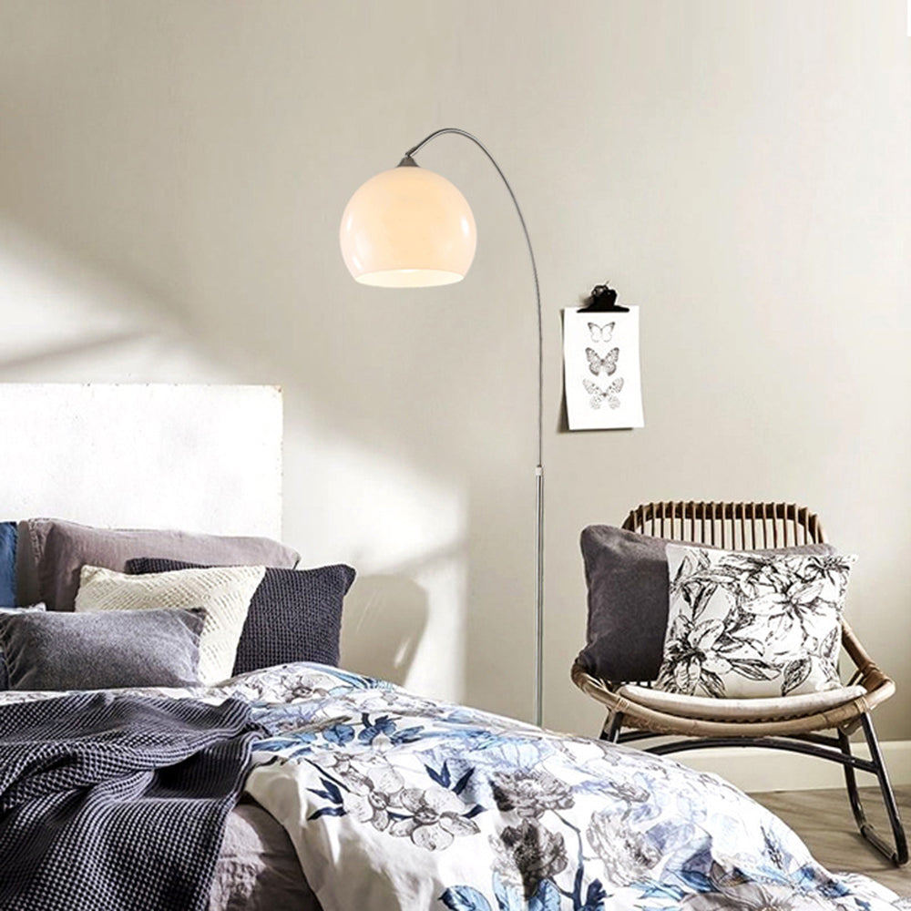 Mira Floor Arc Lamp, Tall Floor Light, Modern, Orange/ White