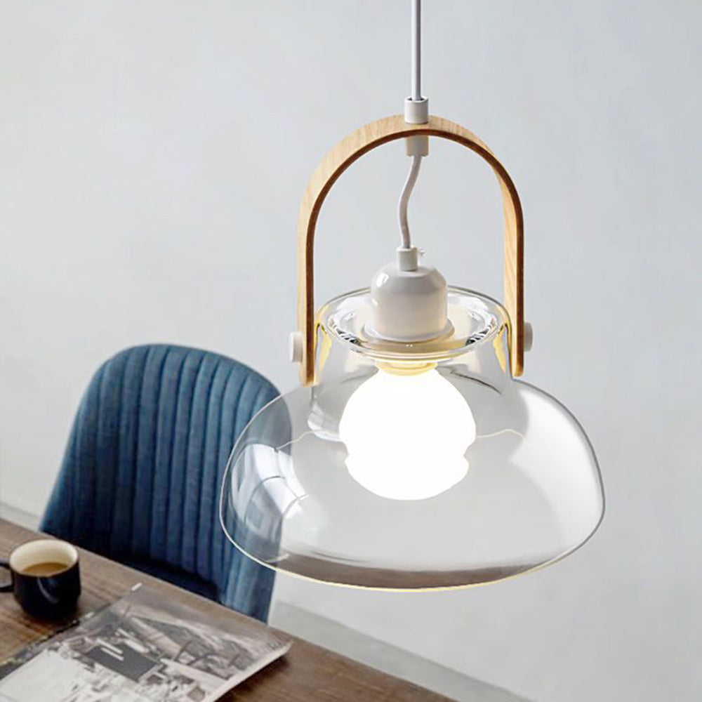Valentina Minimalist Bowl Shaped Glass Pendant Light, Clear