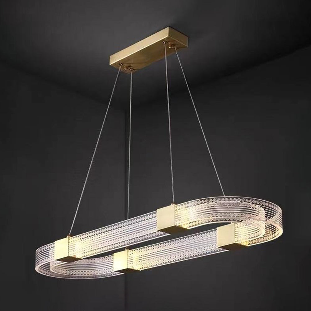 Arisha Modern Round/Oval Acrylic/Metal Pendant Light, Gold