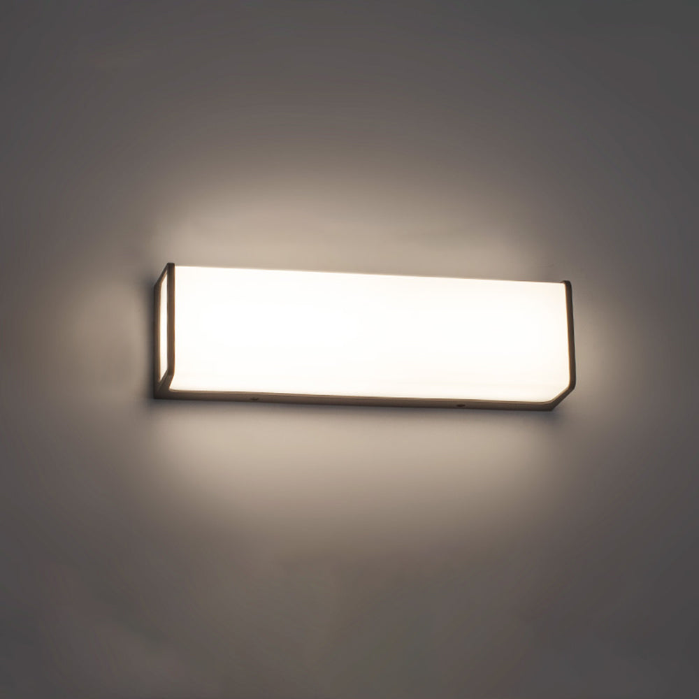 Ray Modern Minimalist Rectangular Acrylic Sensor Solar Outdoor Wall Lamp, Black/White